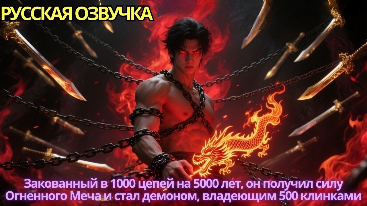Закованный в 1000 цепей на5000лет он получил силу Огненного Меча стал демоном владеющим 500 клинками