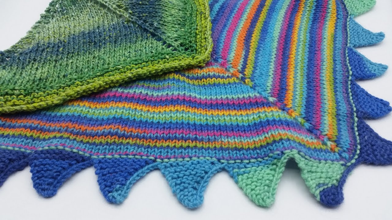 How to knit easy triangular shawl, easy increase instructions