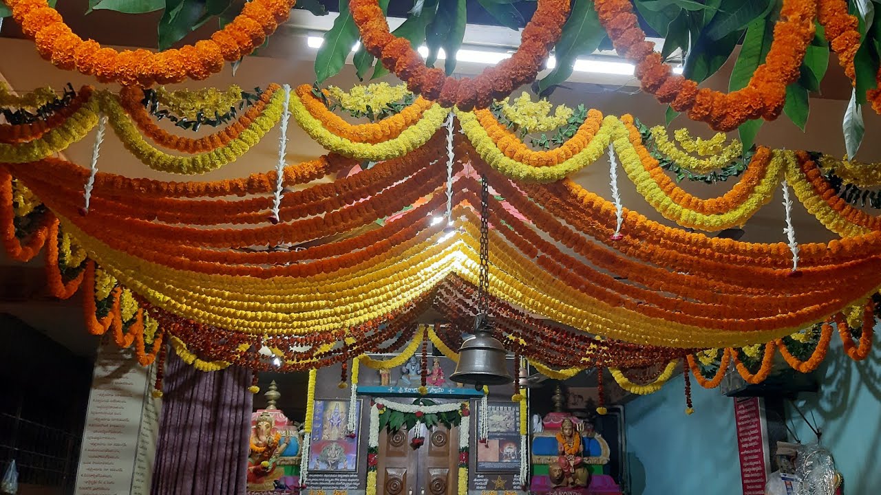 Simple Temple Decoration with marigold flowers|Visakhapatnam|Shivalayam|MVP|Temple Decoration