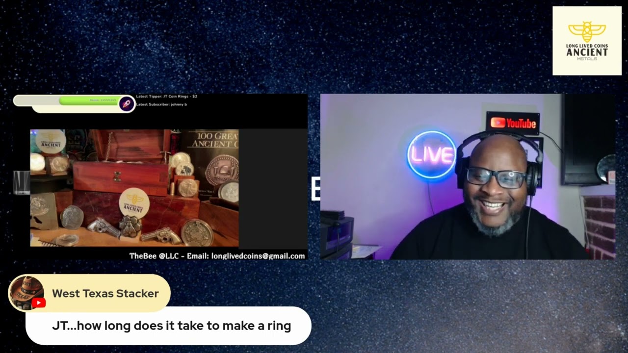 Clip from Live In The Hive with JT Coin Rings (ancient coin ring) #silver #preciousmetals #coinrings