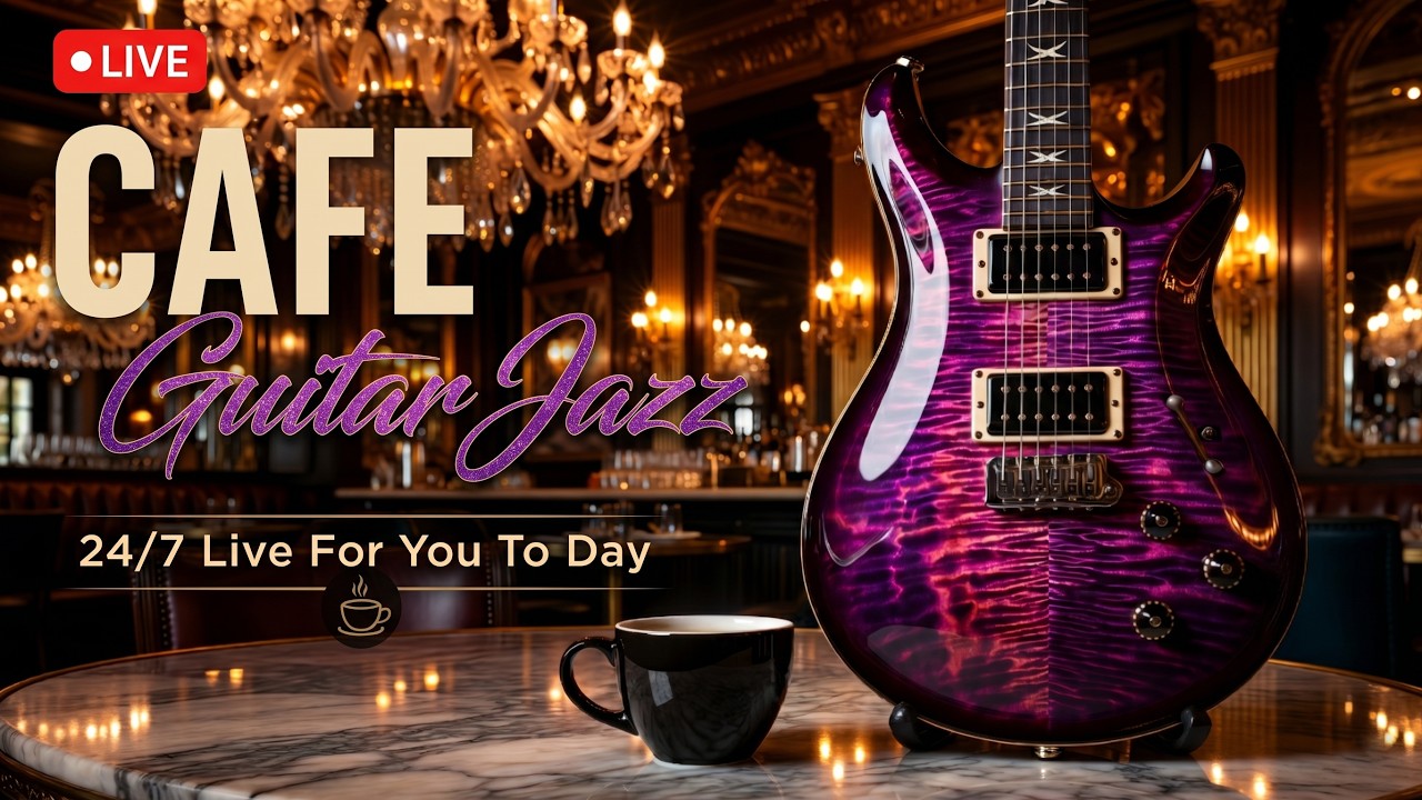 24/7 Smooth Jazz Guitar Music - Cool Cafe Vibes • Relaxing Guitar Music for Cafe, Study & Work