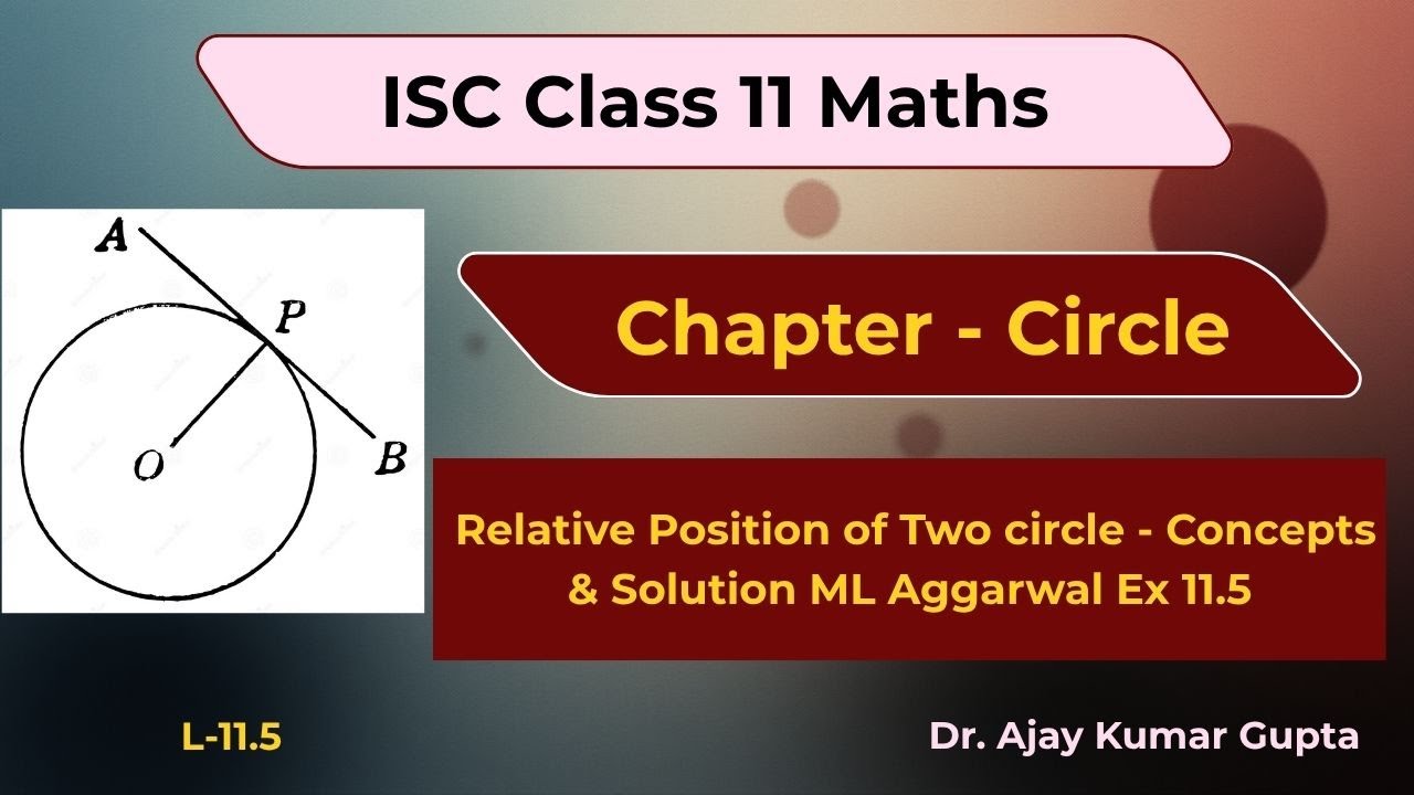ISC Class 11 Maths: Relative Position of Two Circles Explained | ML Aggarwal Ex 11.5 Solutions
