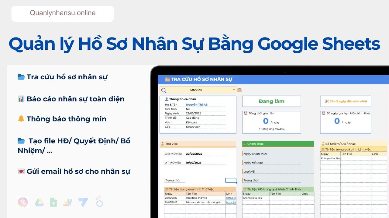 Quản lý vận hành hồ sơ nhân sự hoàn toàn bằng Google Sheets