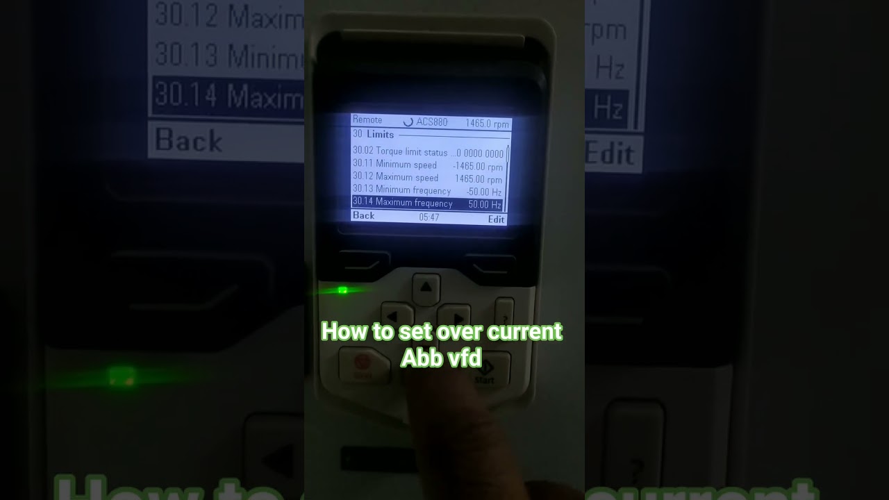 ABB ACS880 VFD limit parameter settings.