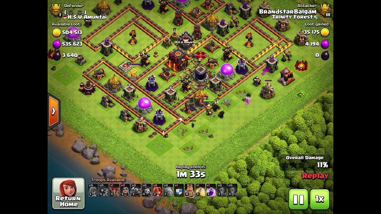 TH8 vs TH10 2 star ground attack strategy #coc #th8pushing #trophypushing