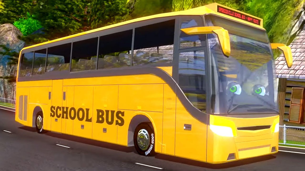 Wheels On The Bus, School Bus & Kindergarten Video for Kids