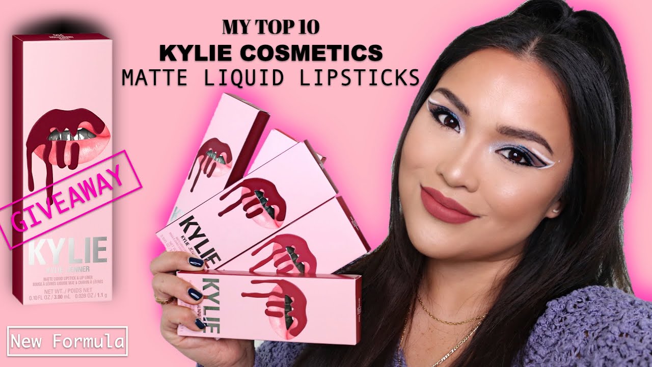 My Top 10 KYLIE Cosmetics Matte Liquid Lipsticks | NEW FORMULA | Ranked | GIVEAWAY