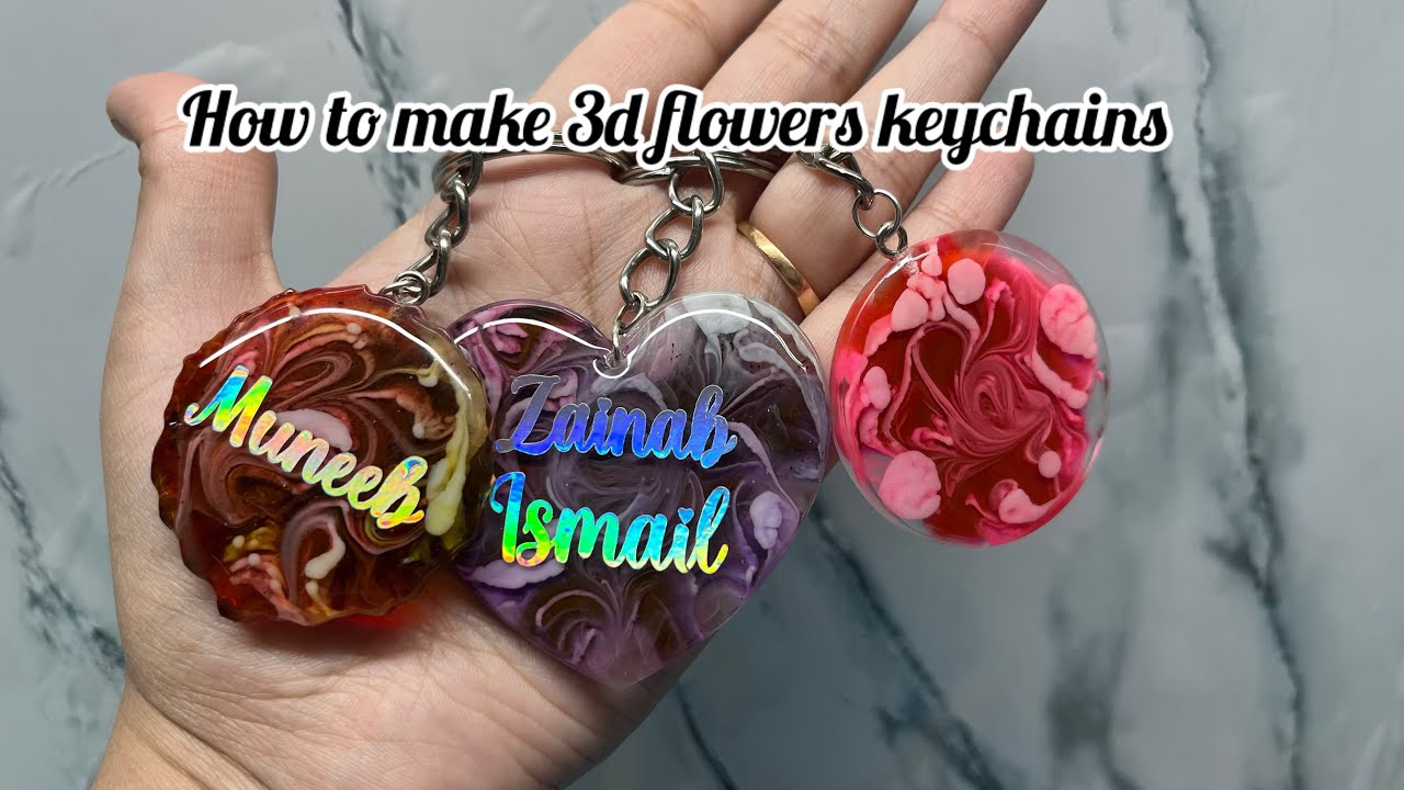 How to make 3d flower keychains #video #resin #resinart