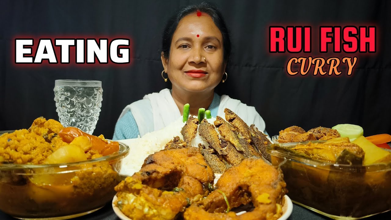 BIGBITES, Tasty Rui fish curry 🐟 || Phuti fish fry  ||#bengalieatingshow #viralvideo