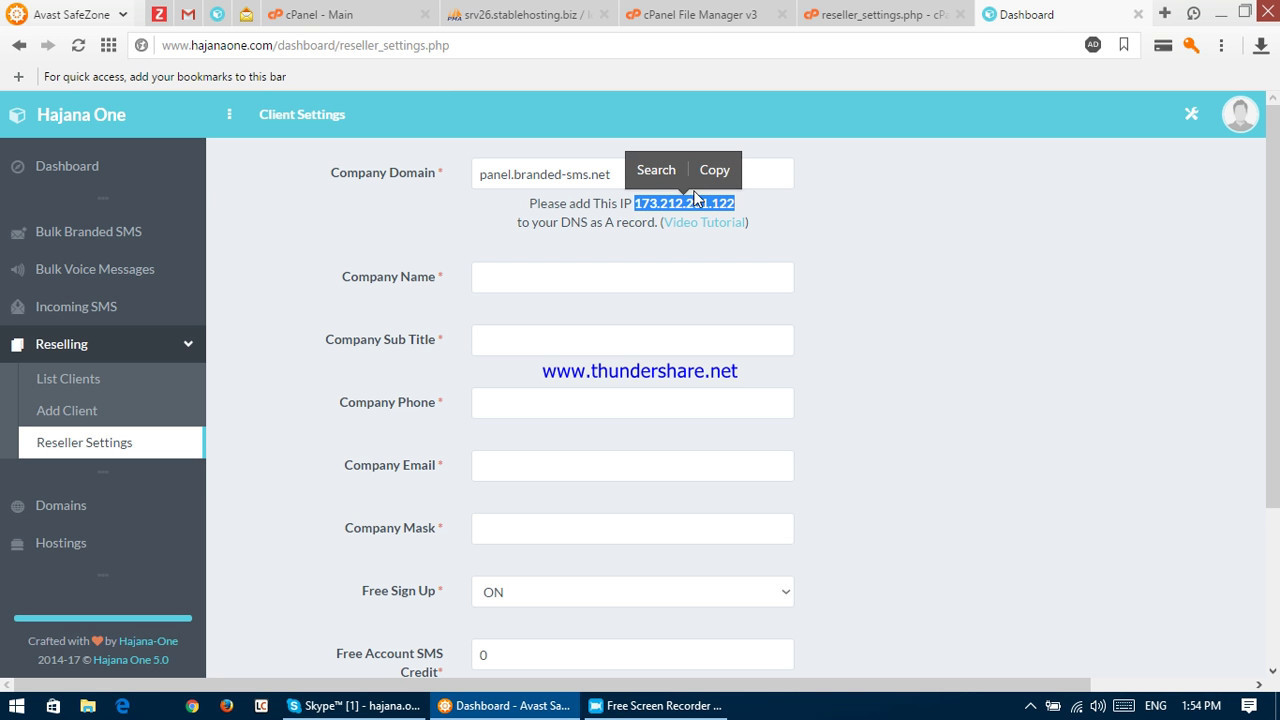 Add an A record into Cpanel