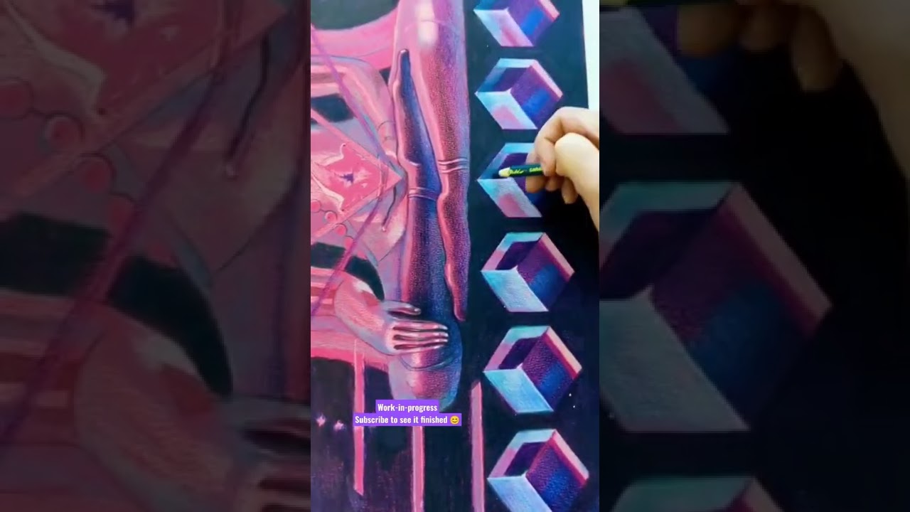visionary art, colored pencil drawing time lapse