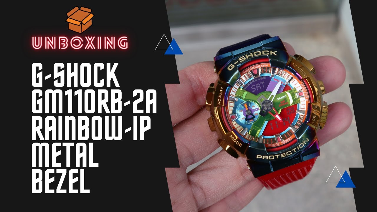 Unboxing G-Shock Gold and Rainbow IP Metal Bezel GM110RB-2A