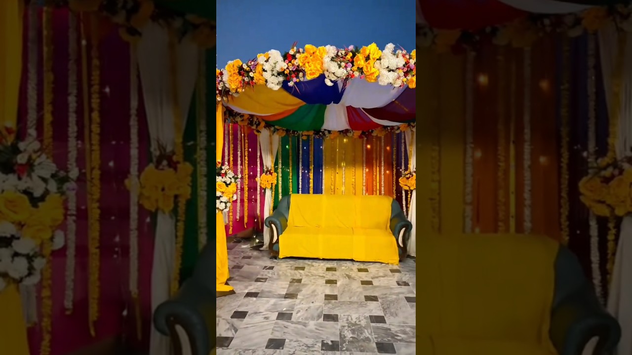 Beautiful Round Mehndi Stage Decorations at Home |#mehndistage #decoration #youtubeshorts#haldidecor