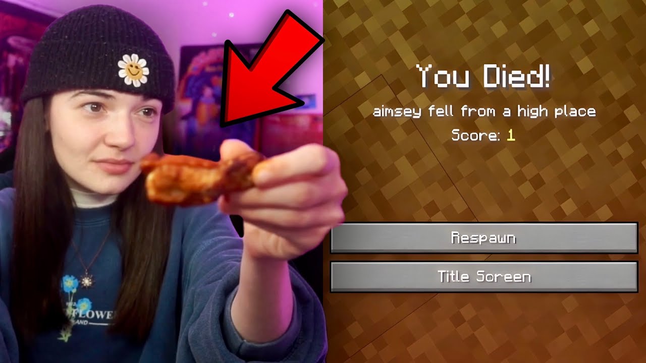 Minecraft But If I DIE, I Have To Eat A *HOT* Wing!