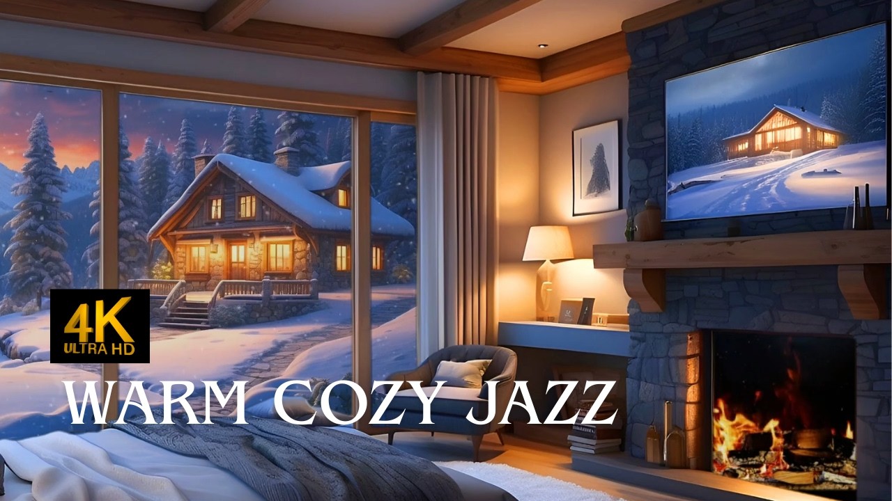 Warm Cozy Fireplace Jazz | Smooth Jazz & Crackling Fire for Relaxing Nights
