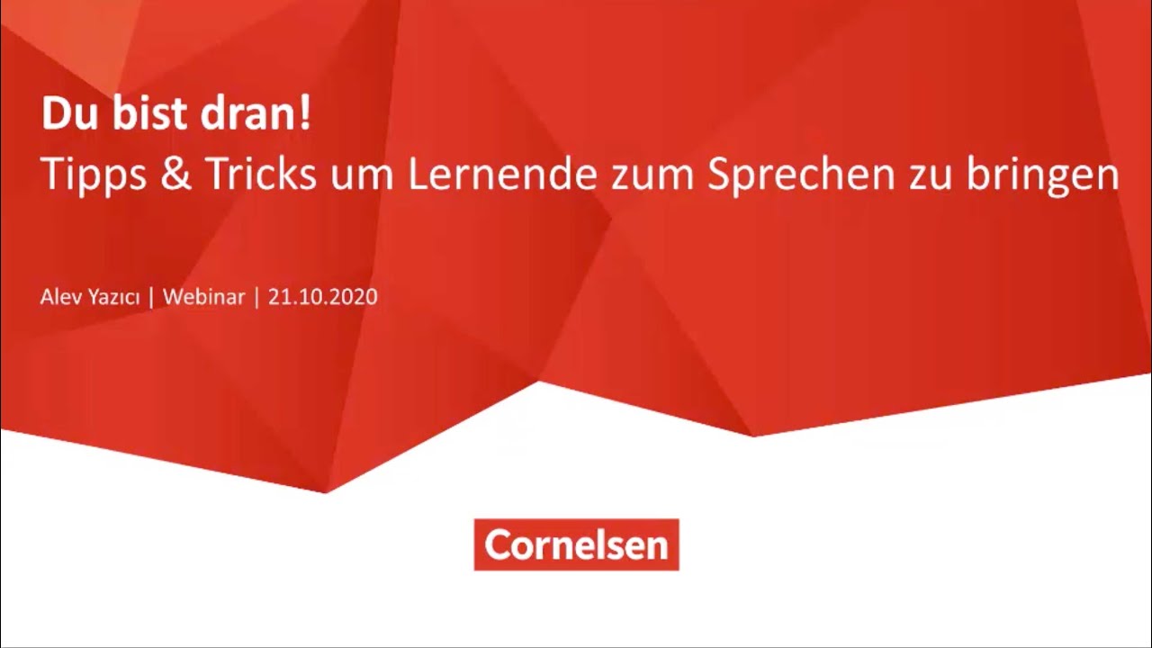 Webinar 10/20 | DaF | Tipps & Tricks um Lernende zum Sprechen zu bringen