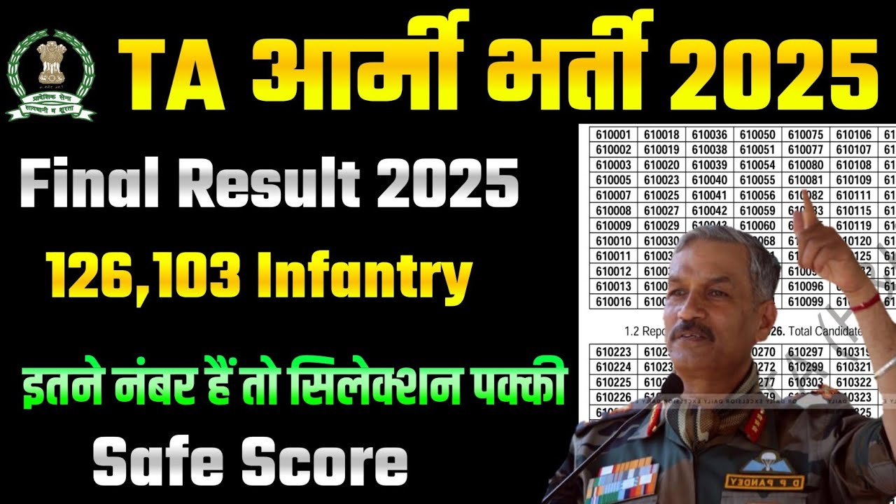 Ta army final merit list 2026|ta army final result 2026|ta army 103 and 126 infantry result|