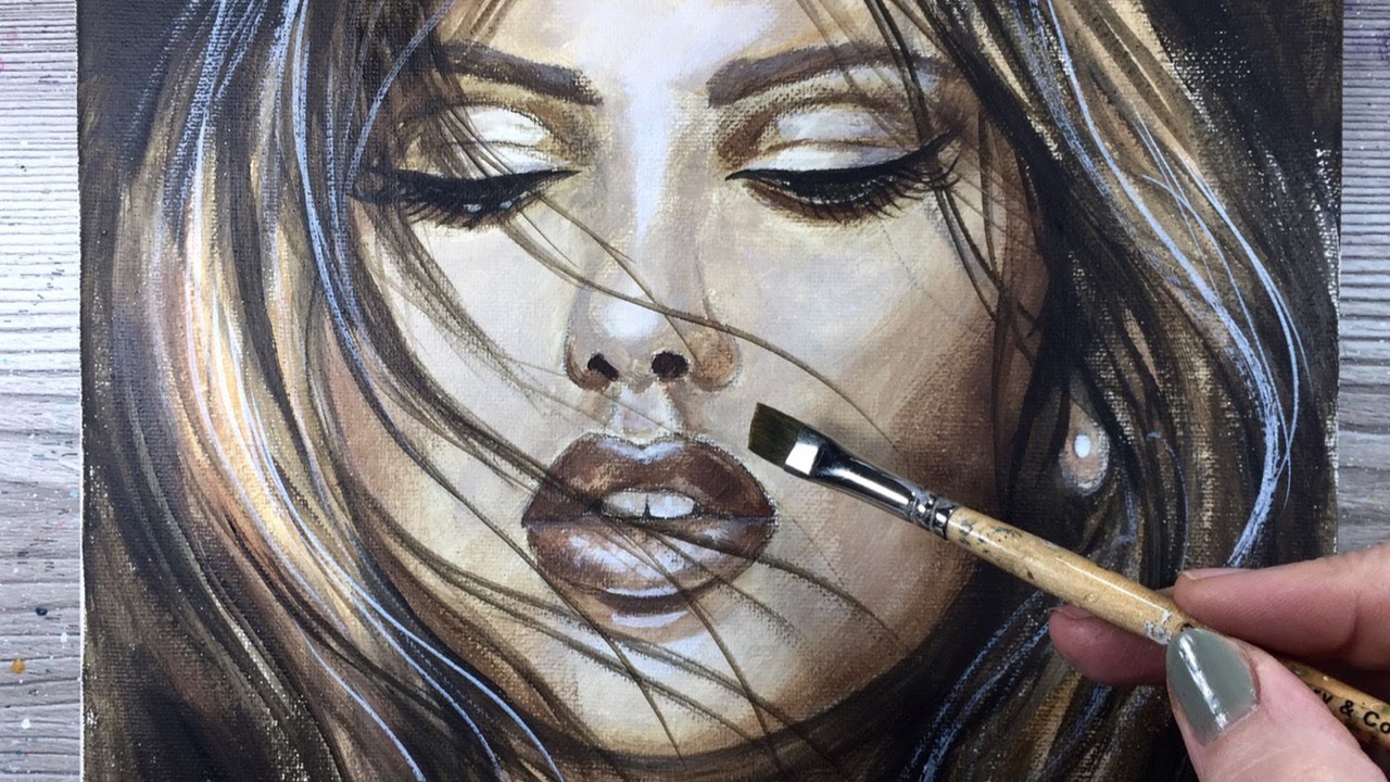 BLACK EYELINER / Acrylic Painting / Speed Painting