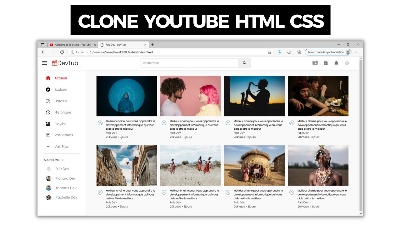Cloner YouTube  en HTML CSS JS