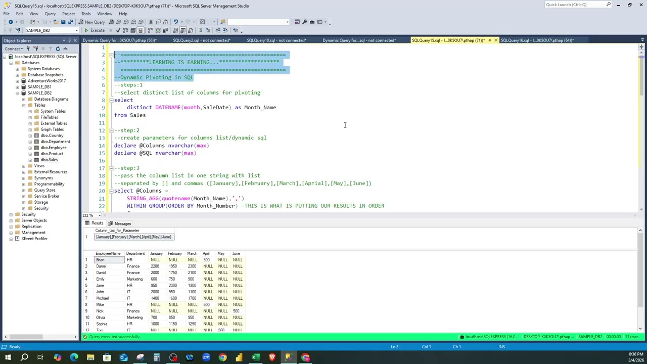 Dynamic Pivoting in SQL