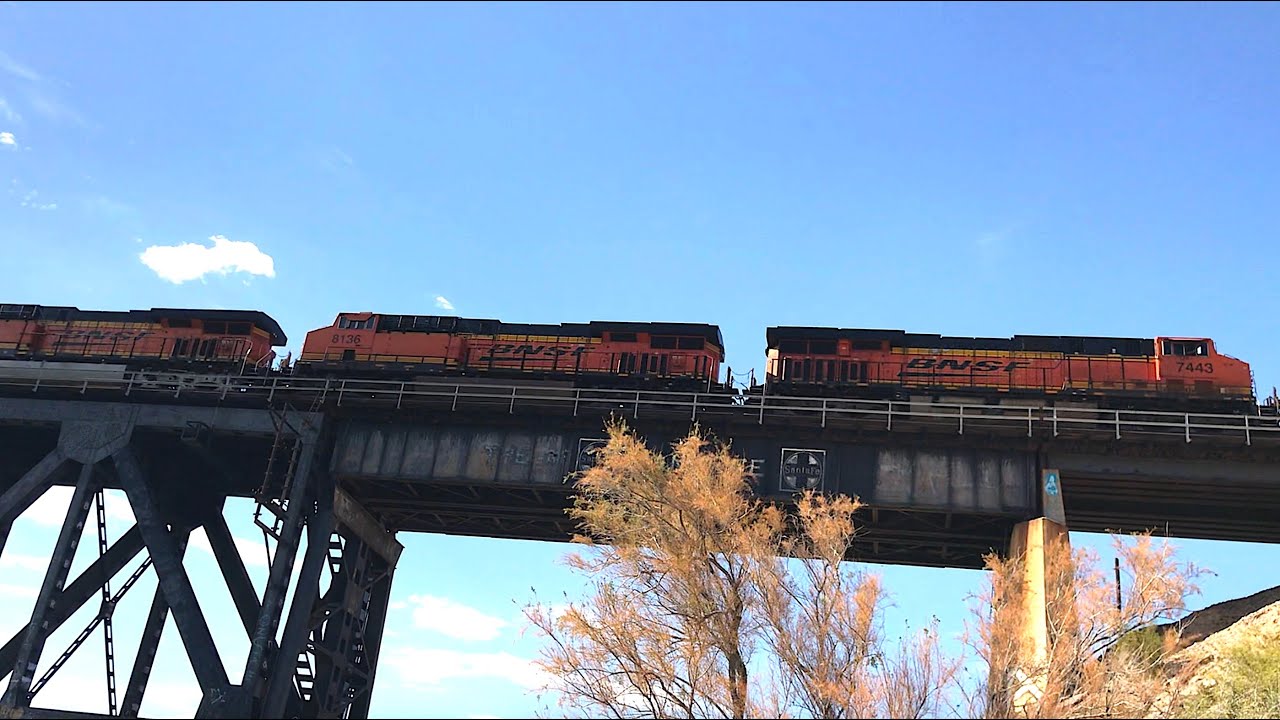 BNSF Intermodal crossing Colorado river from California into Arizona at Topock AZ