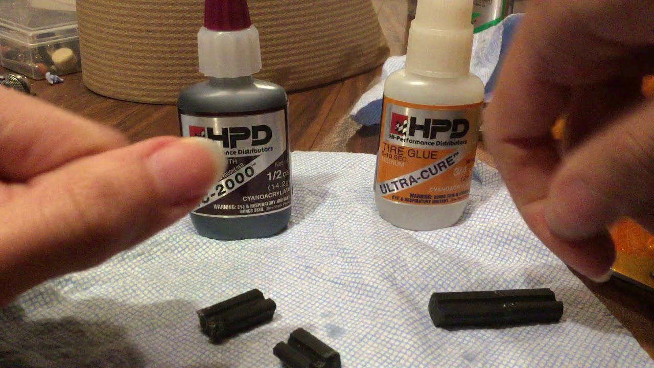 IC-2000 vs Ultra cure CA glue for rc tires test on rubber