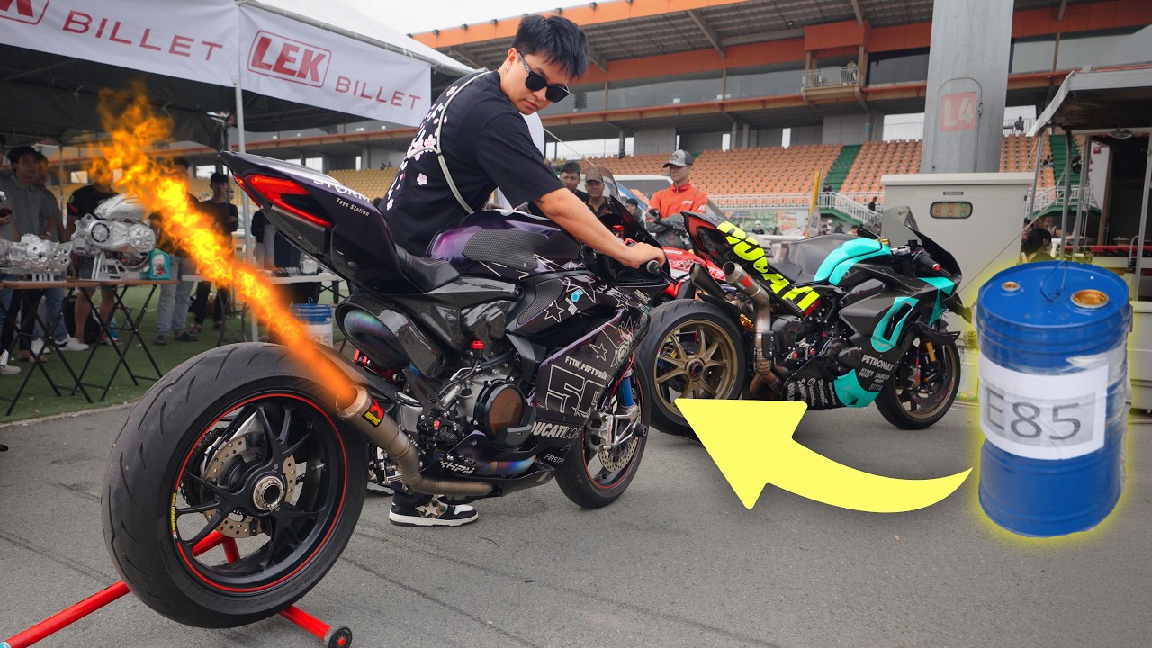 thử th&aacute;ch đổ xăng E85 v&agrave; Nitro v&agrave;o Ducati 959 Panigale nẹt Redline sẽ ra sao ?