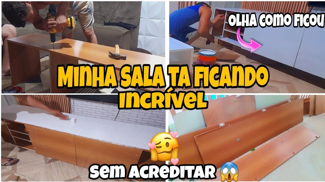 FIZEMOS UM RACK PARA SALA COM PORTAS DE GUARDA ROUPA