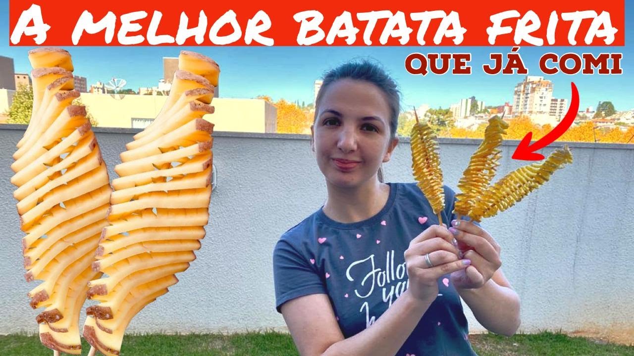 BATATA FRITA CROCANTE E SEQUINHA SANFONADA NO PALITO | FAÇA BATATA FRITA DE UMA FORMA DIFERENTE.