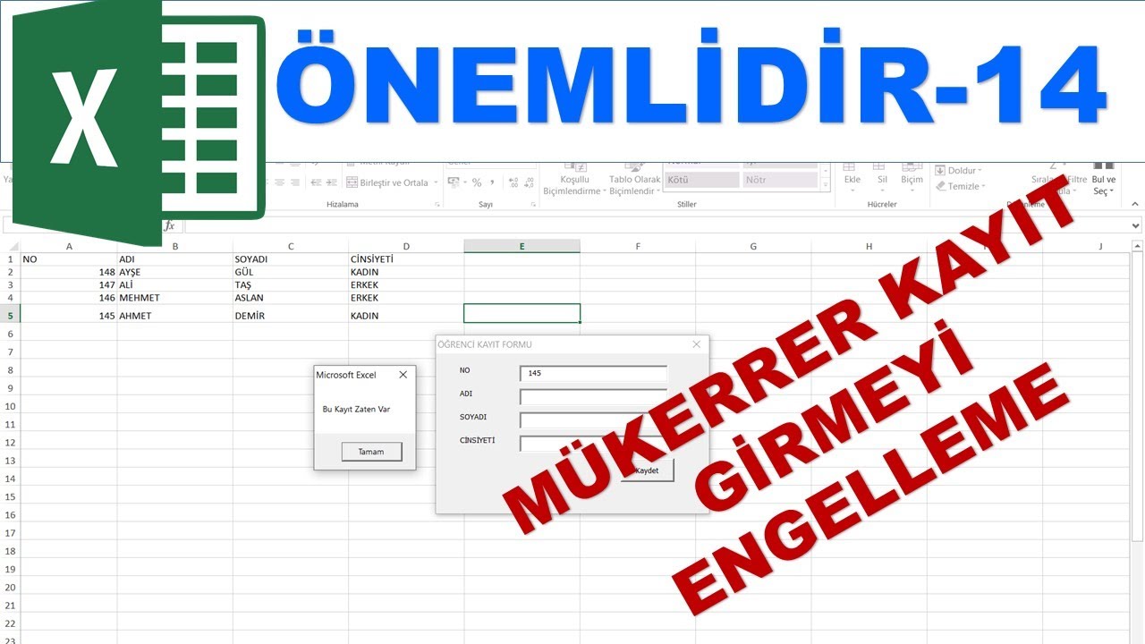 Mükerrer Kayıt Girmeyi Engelleme