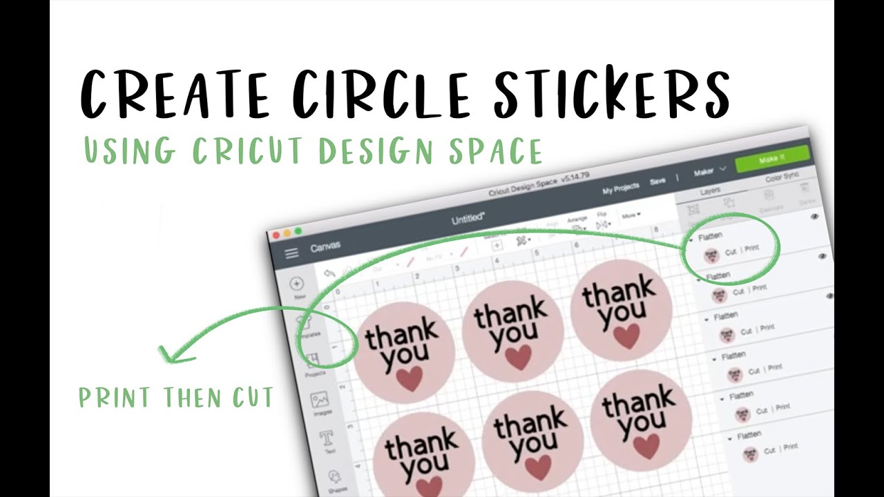 how to make a circle sticker in cricut design space