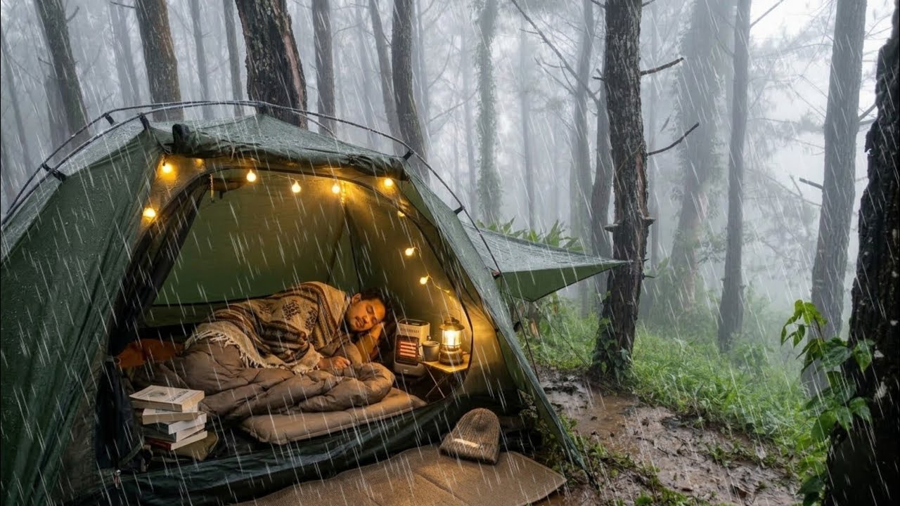Menikmati Syahdunya Suasana Camping Hujan Deras | camping hujan deras ⛈️