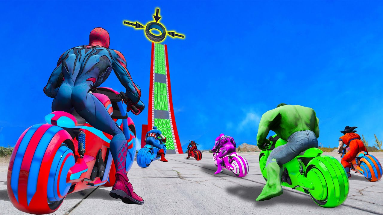 Team SUPERHERO RACE | Super Challenge Motorcycles over Flooded Los Santos