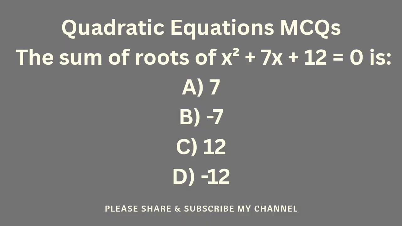 Quadratic Equation Mcqs |Mcqs | math mcqs | Second Degree of Polynomial |Polynomial
