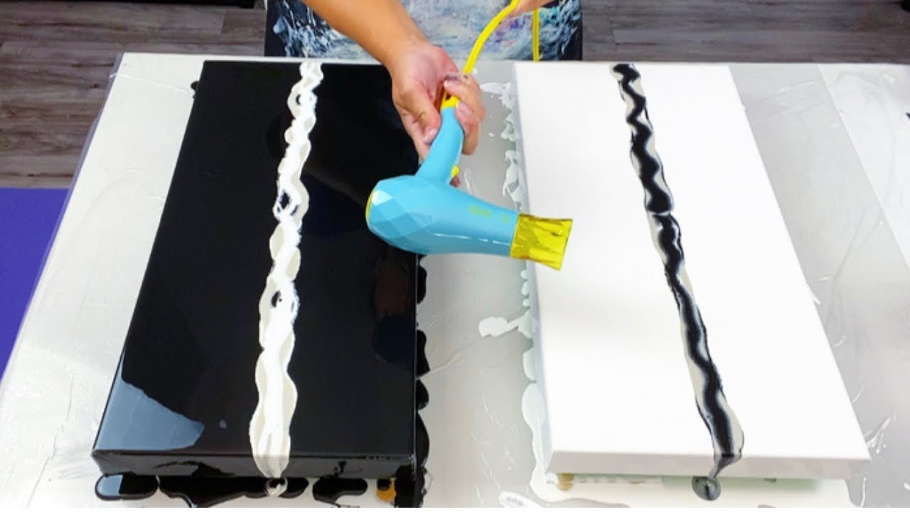 # 367 - BLACK & WHITE Blow Out - AMAZING Results | The Great Switcheroo Part 6 | Acrylic Pouring