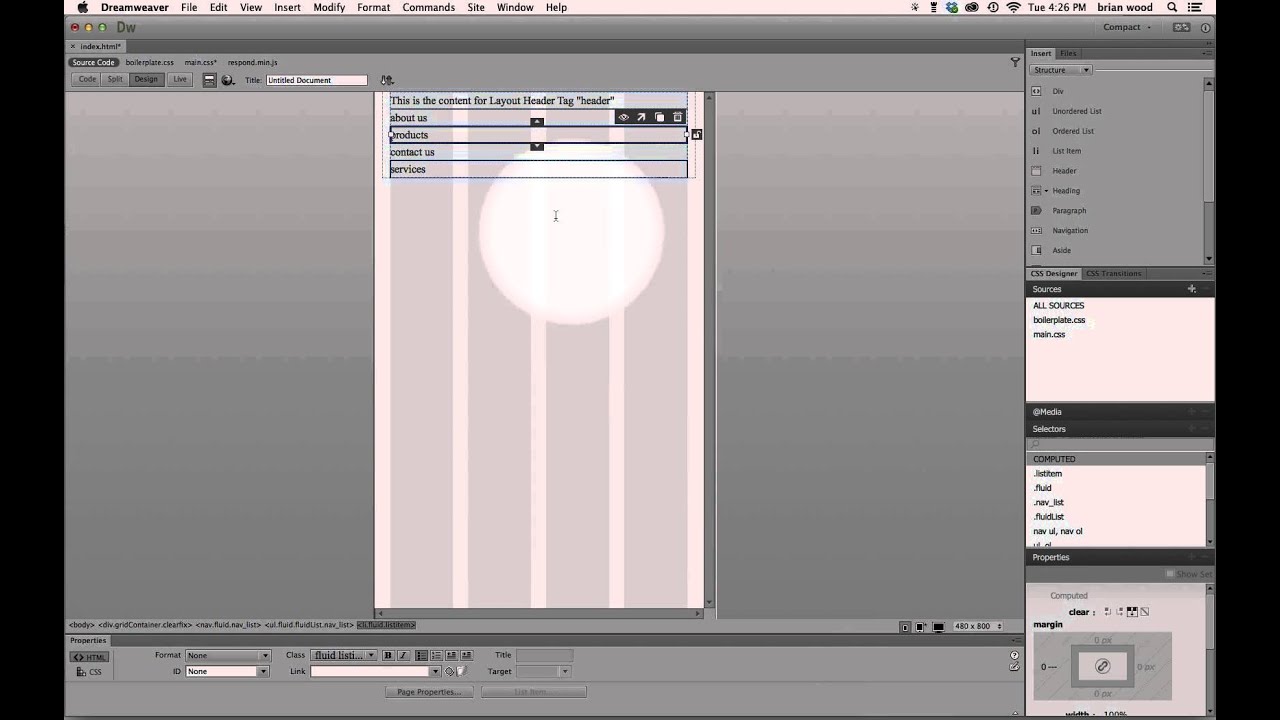 Quick start with Fluid Grid Layout (responsive design) in Dreamweaver CC