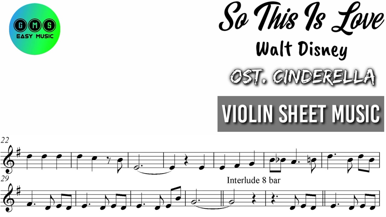 Karaoke || So This Is Love - Cinderella || Violin Sheet Music