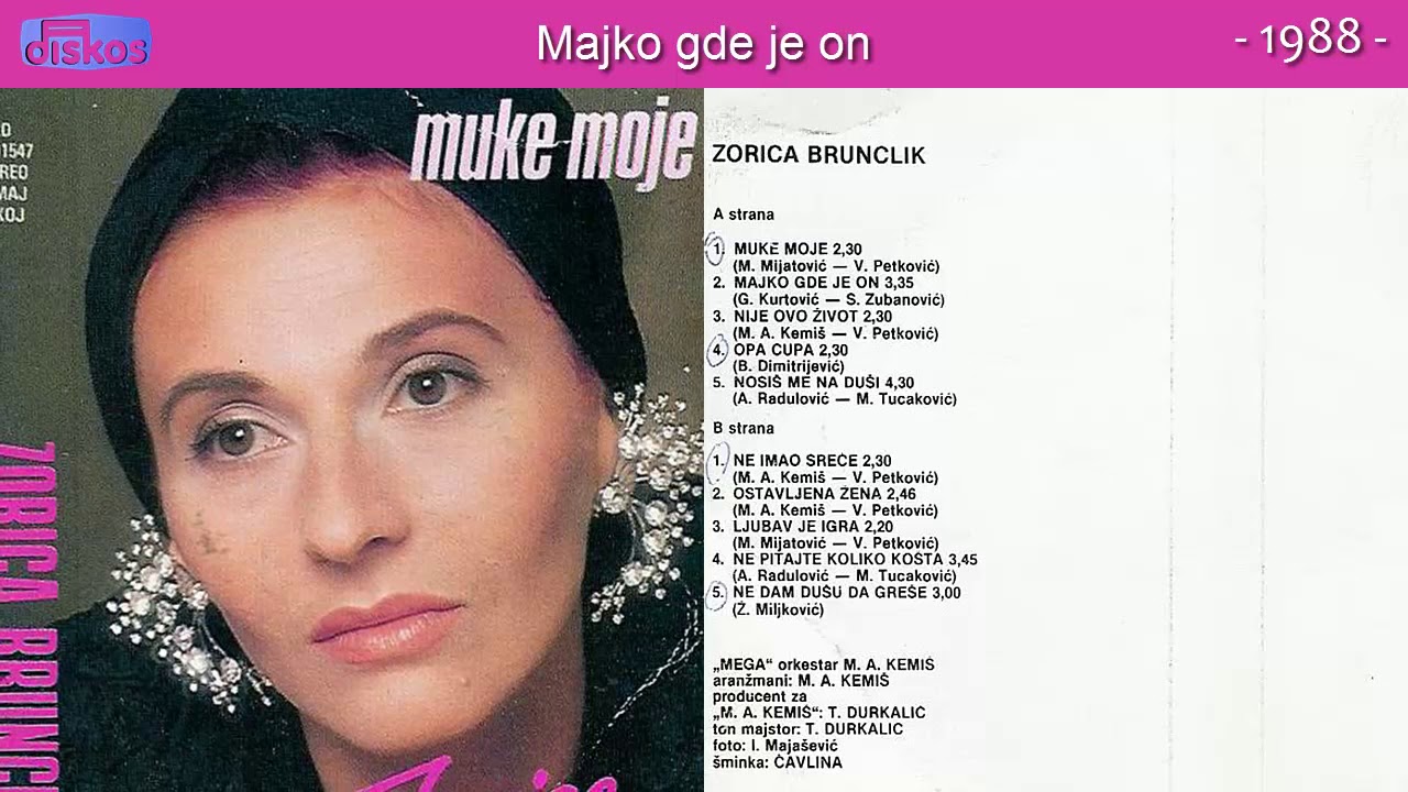 Zorica Brunclik - Majko gde je on - (Audio 1988)