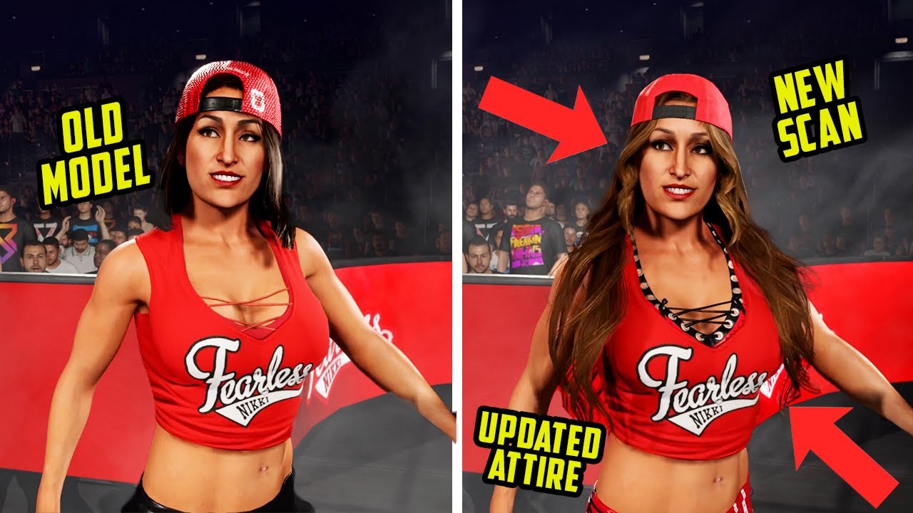 WWE 2K25: обновленная модель Никки Беллы против старой модели (патч 1.27)