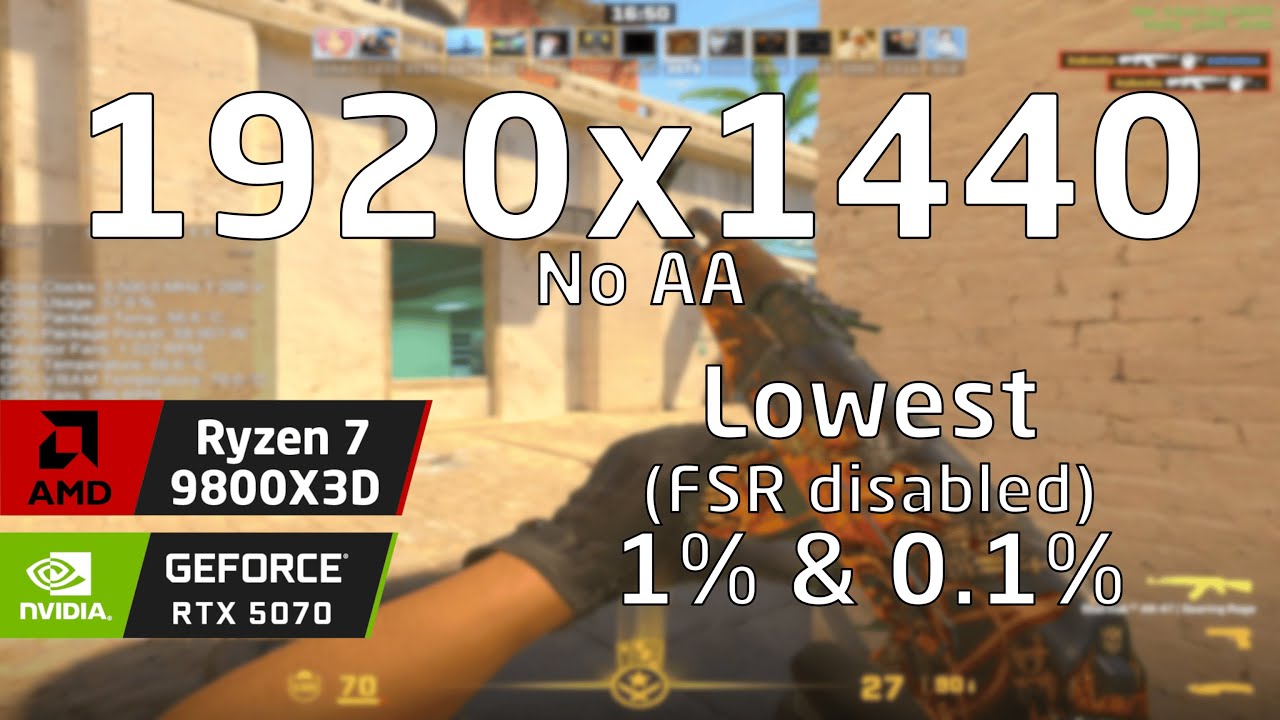 Ryzen 7 9800X3D & RTX 5070 OC | CS2 Mirage DM Cybershoke | Lowest settings | 1920x1440