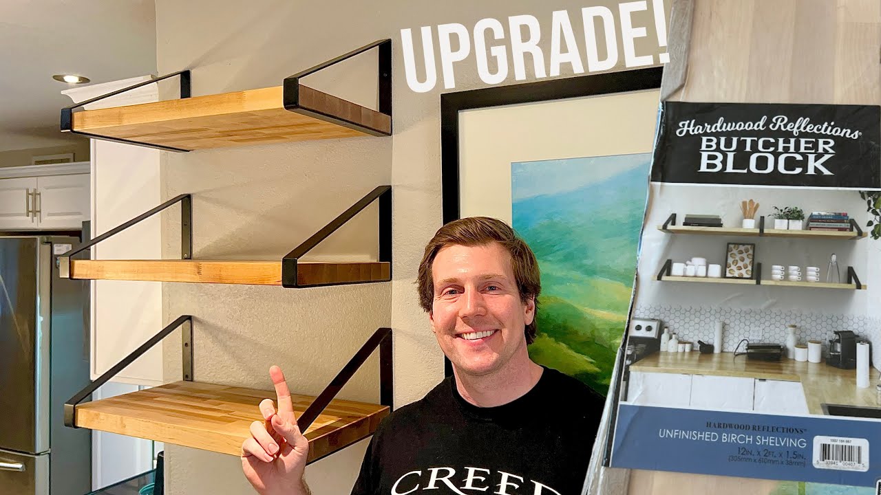 Wow! Easily Upgrade Your Kitchen with Butcher Block Shelves! #DIY Transformation