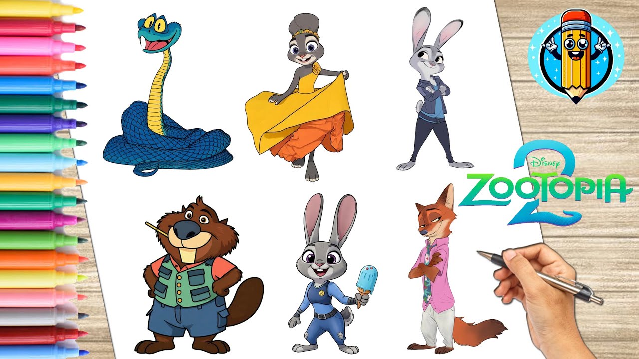 Como Dibujar y Colorear a los personajes de ZOOTOPIA 2 | ZOOTROPOLIS | Dibujos para NIÑOS