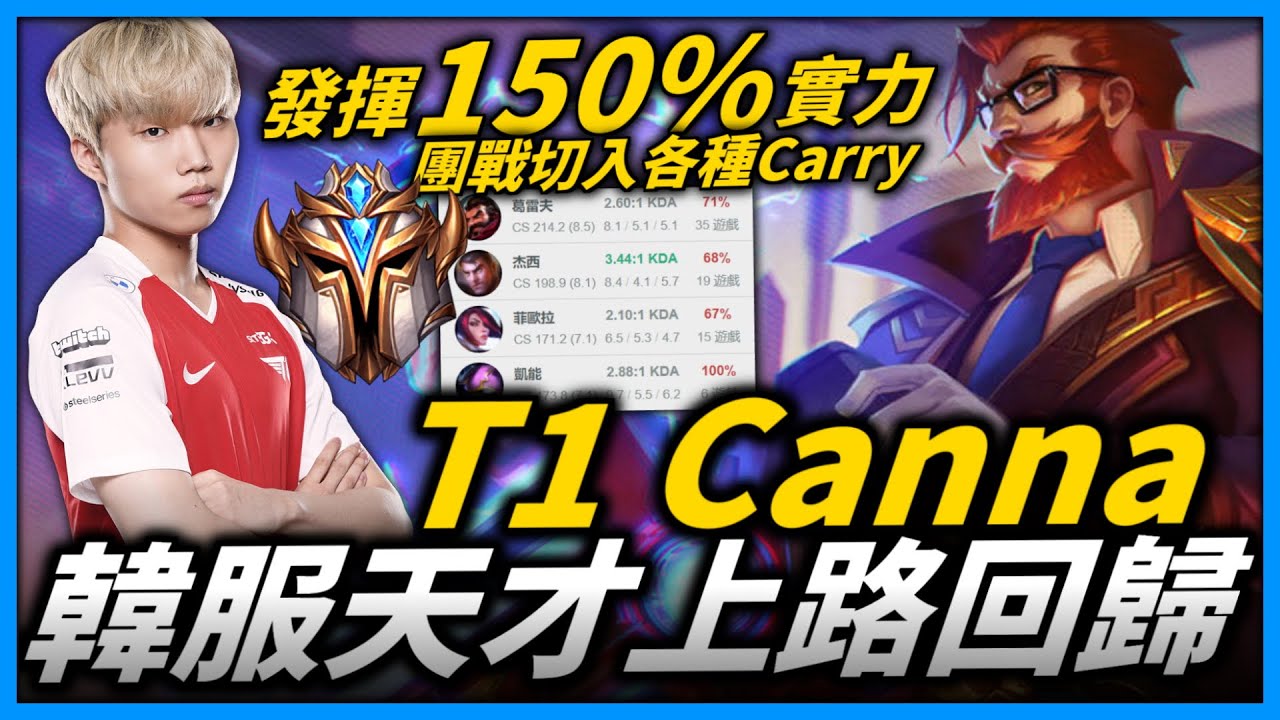 【英雄聯盟】發揮出150%實力各種Carry！初登世界賽的新人 攜手大魔王Faker衝擊世界賽冠軍！T1 Canna Montage | 西歐服高端S11