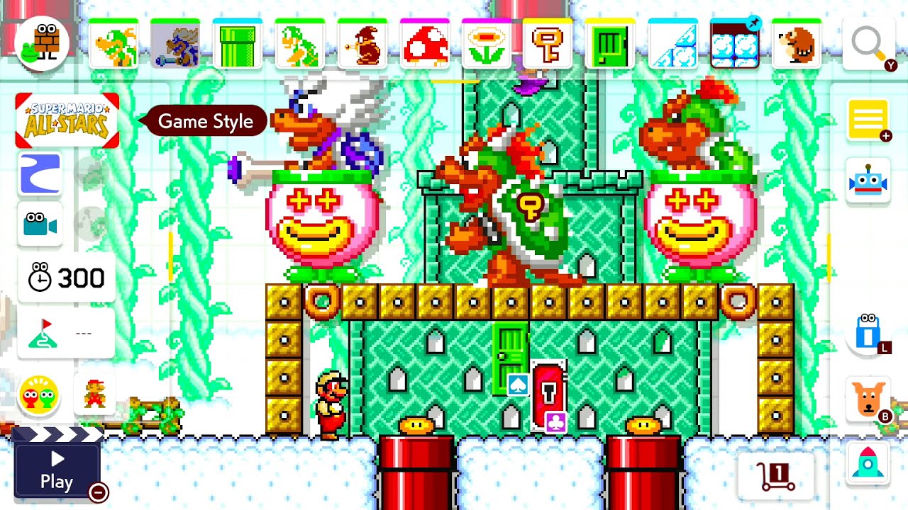 Super Mario Maker 2 (All Stars Theme) - All Bosses Course Maker Experiment!