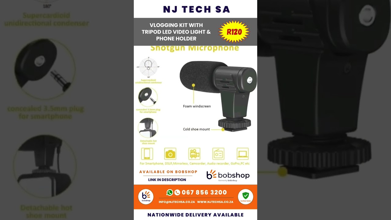 Vlogging Kit with Tripod LED Video Light & Phone Holder #vloggingkit #tripod #LED #videolight