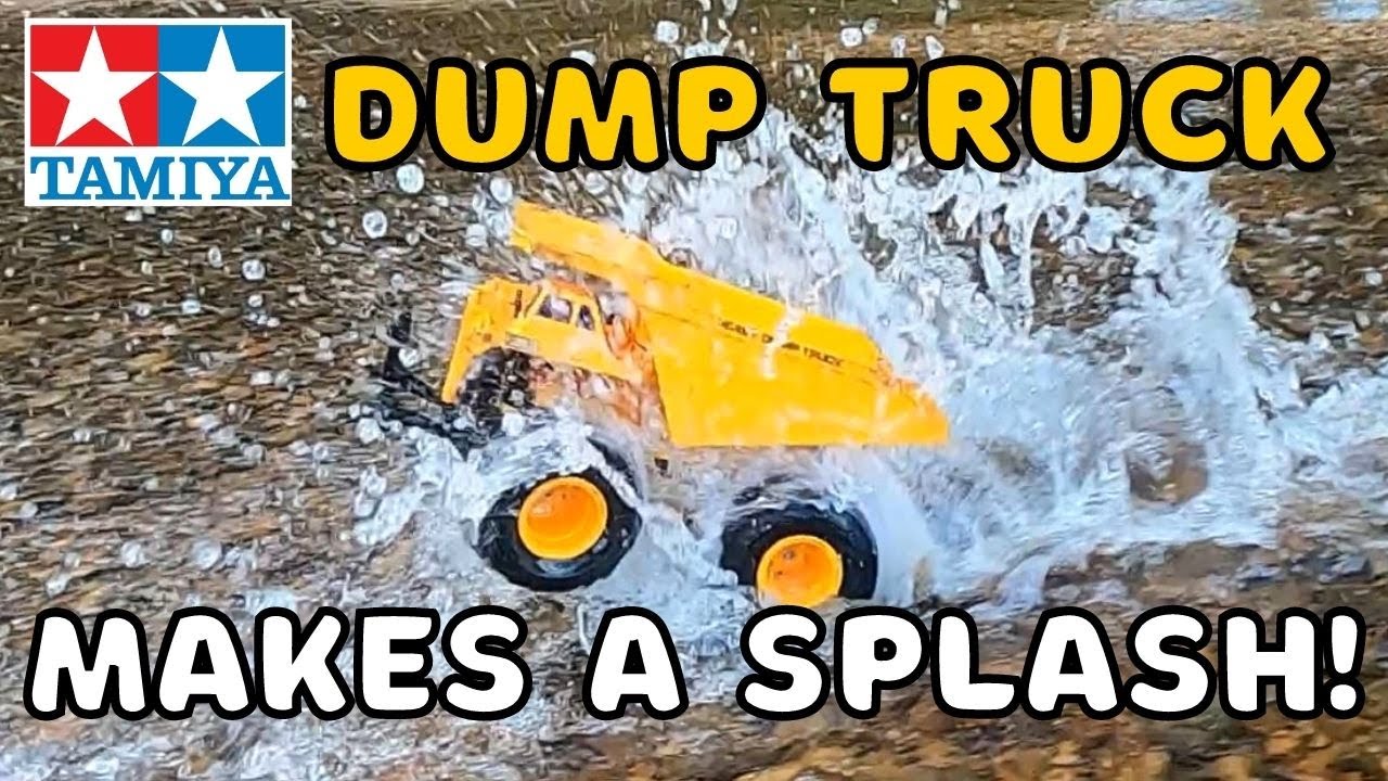 Tamiya Heavy Dump Truck Makes a Splash. GF-01 3500kv Brushless RC Truck in Action!