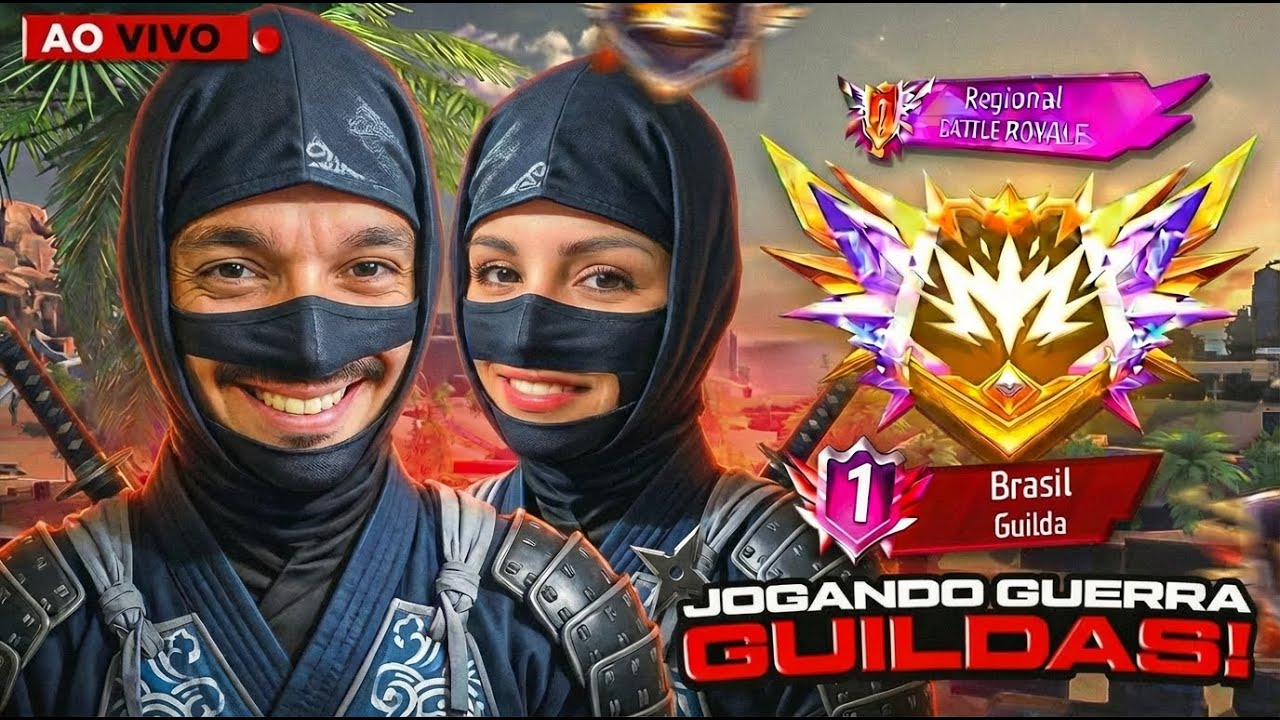 FREE FIRE AO VIVO 🔴 GUERRA DE GUILDA EM BUSCA DO TOP 1 👑♥️
