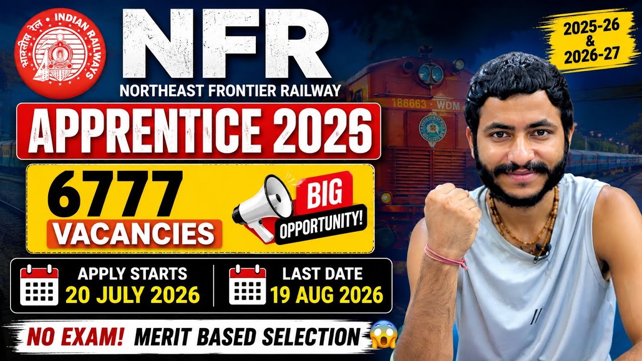NFR Apprentice Recruitment 2026 | 6777 Vacancies | 10th + ITI | No Exam | Complete Notification E...