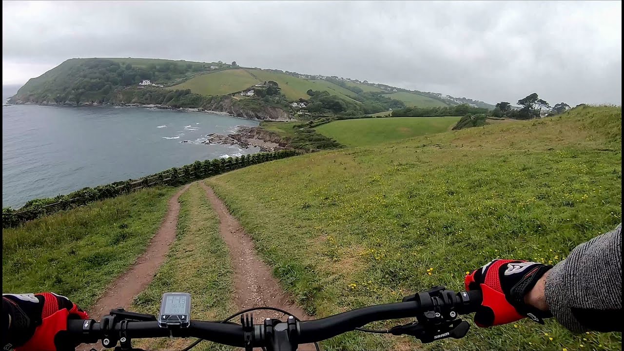 Cycling coastal trail, Cornwall, Looe to Talland Bay, UK, 4K