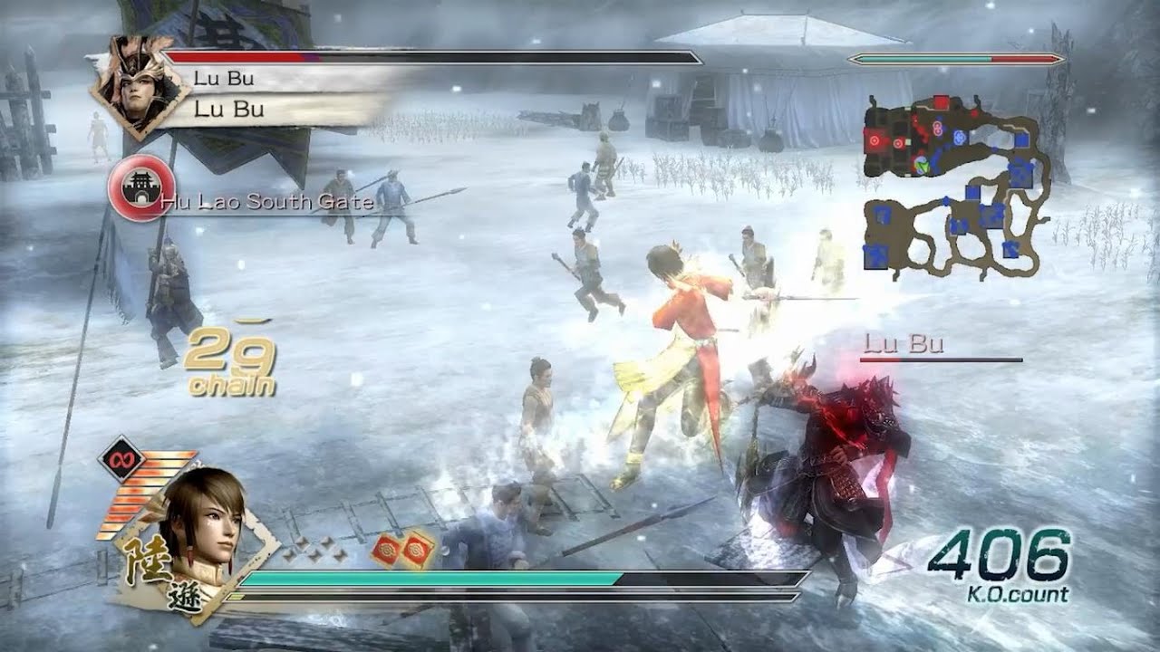 Dynasty Warriors 6 - Lu Xun - Free Mode - Chaos Difficulty - Battle of Hu Lao Gate